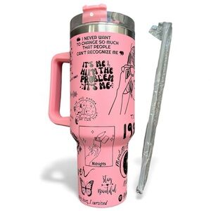 Taylor swift Pink Graphic Travel 40oz Tumbler with Straw new in box Eras tour